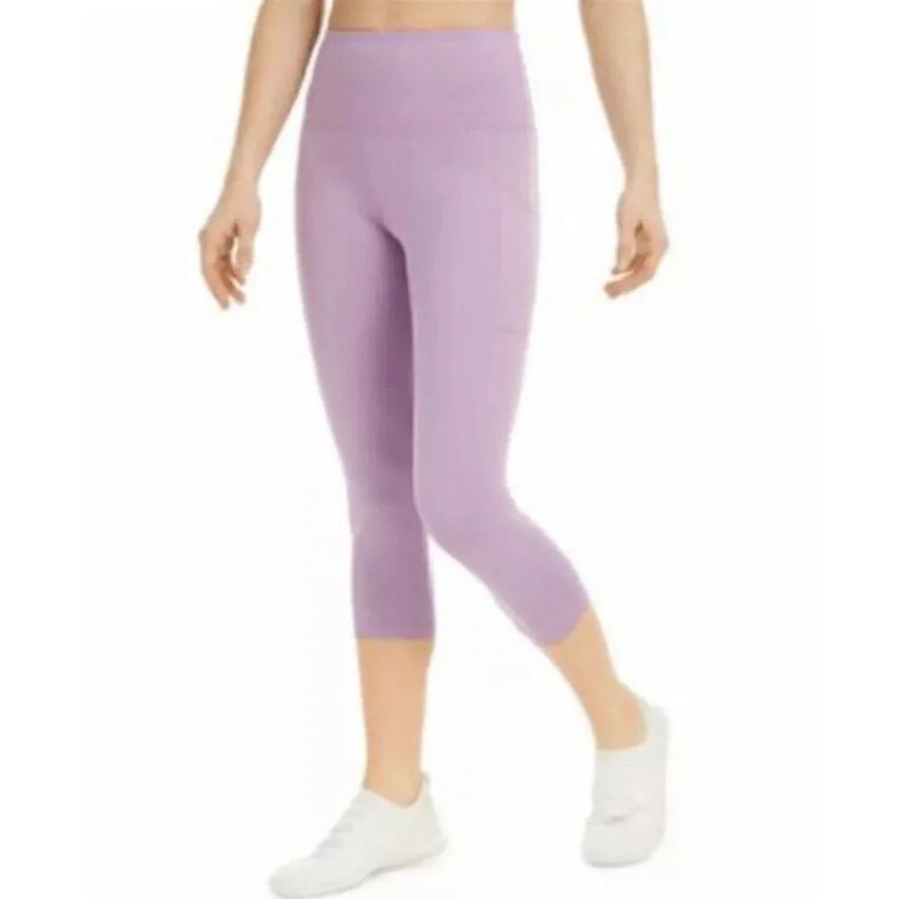 Ideology Rhapsody Purple Compression High Rise Side Pocket Cropped Leggings S